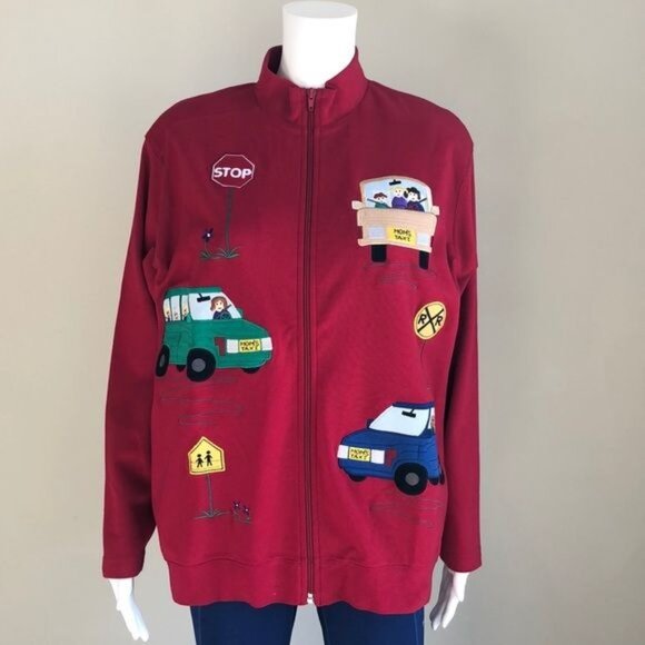 Vintage BECHAMEL Mom's Taxi Patch Jacket in Red - L - Picture 2 of 10